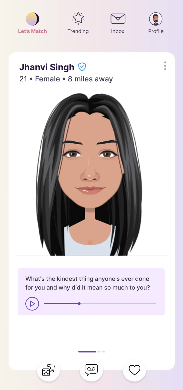 SwoonMe matching: browse matches screen