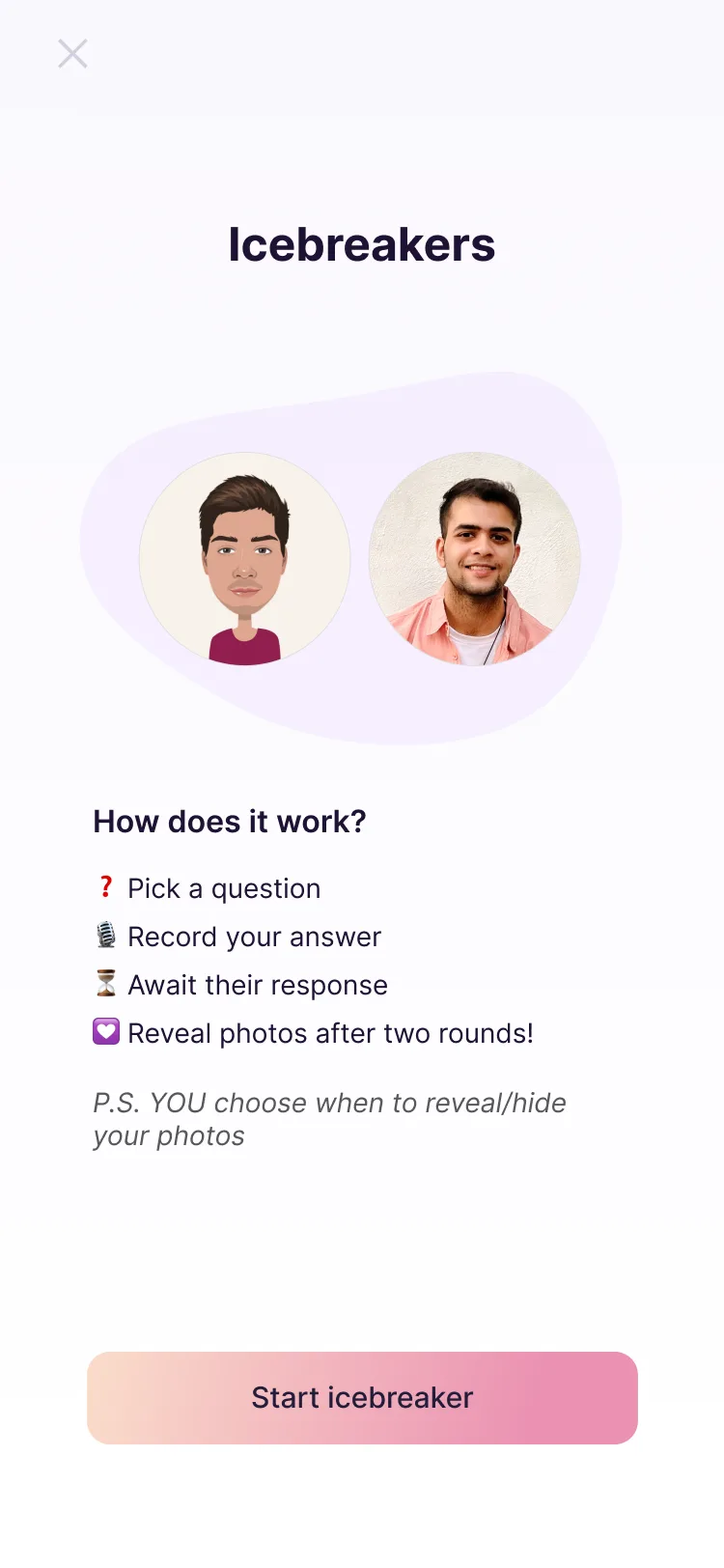 SwoonMe icebreaker: game invitation