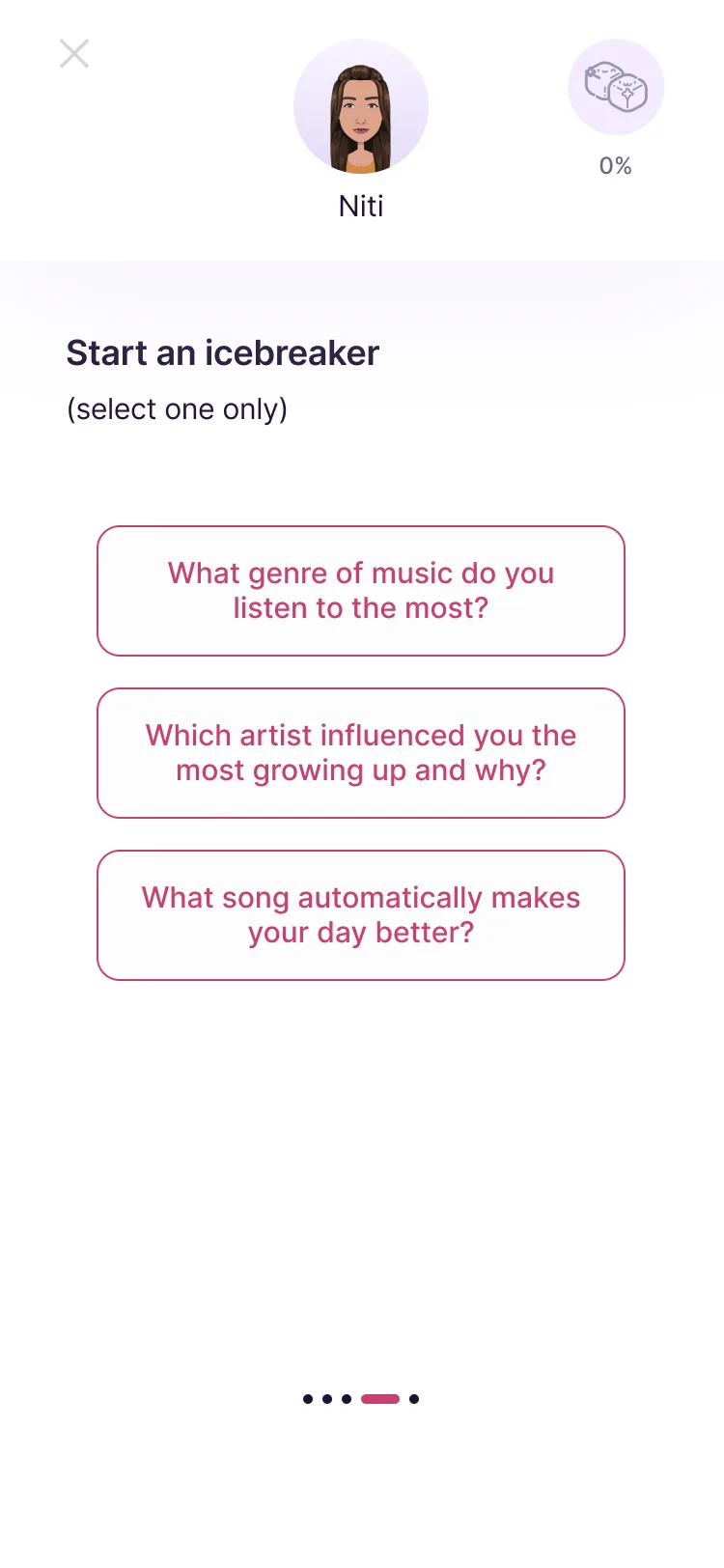 SwoonMe icebreaker: voice question round
